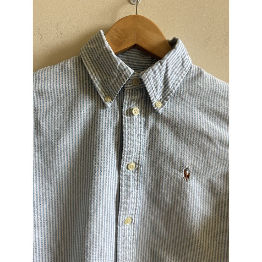 Lauren Ralph Lauren Blue and White Striped Button-Up Blouse - Picture 3 of 16